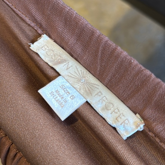 Boston Proper Women’s 6 Dress Cognac Off Shoulder Elastic Waist Wrist Blouson - Picture 6 of 7